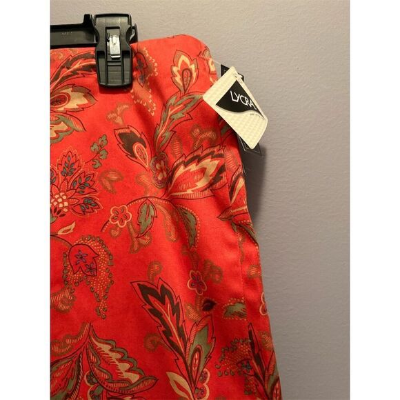 Jones New York Women's Floral A-Line Knee Length Skirt Red Size 14 - Picture 8 of 12